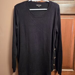 Black Sweater with Button Detail